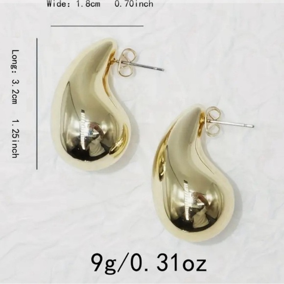 Chunky Water Drop Shaped Stud Earrings🔥💕 comes with beautiful gift 🎁 New - Picture 4 of 4